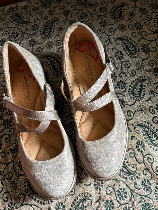 Comfortiva Shoes - Comfortiva Women’s Shimmer Mary Jane Shoes With Adjustable Straps With Velcro